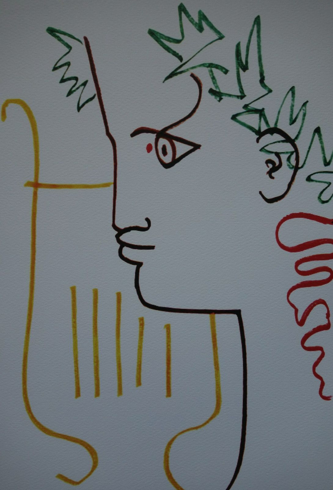 Rare Beautiful Limited Illustration Print   Portrait, Jean Cocteau, Signed, Numbered & Stamped photo furniture