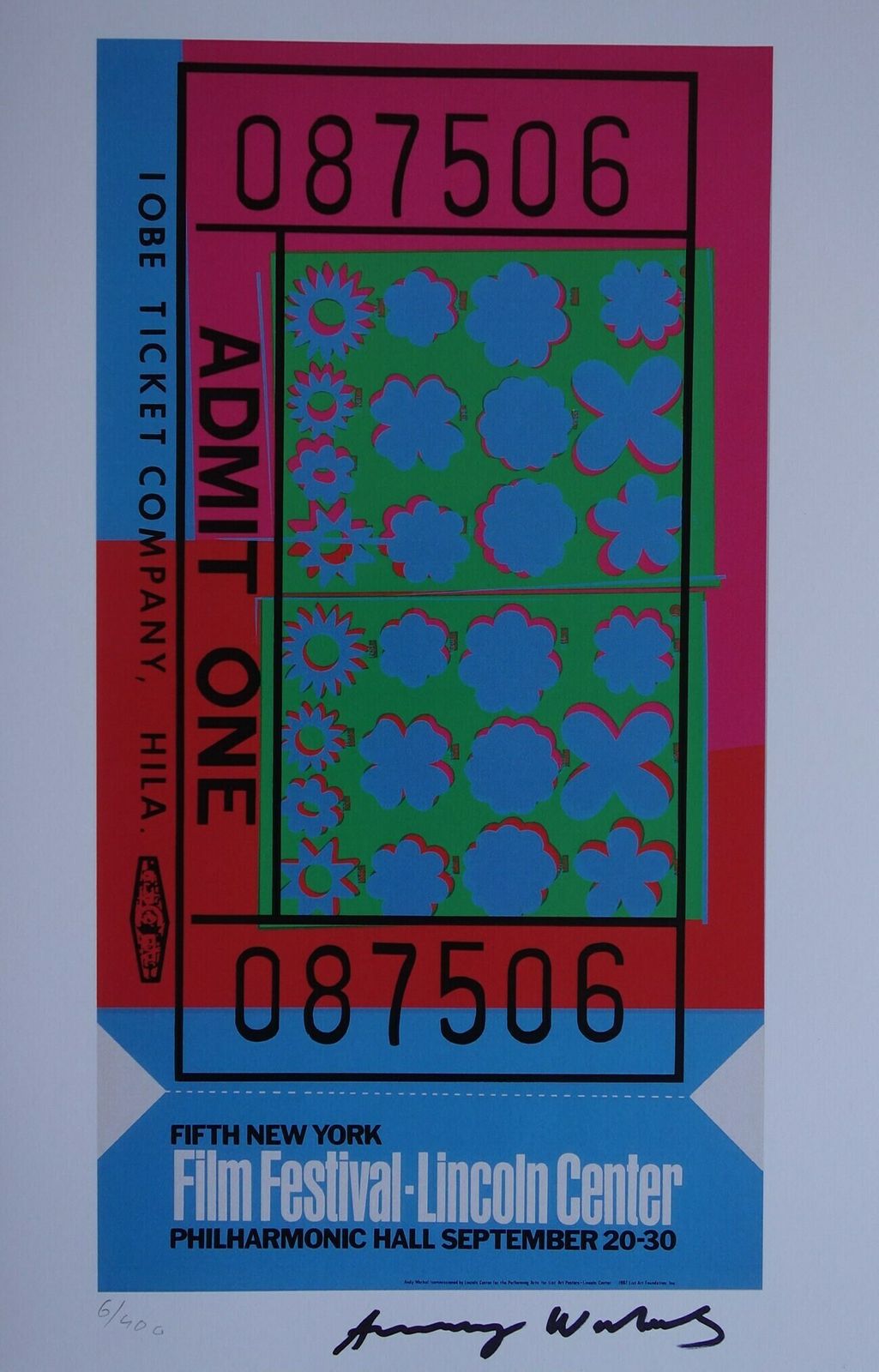 Fine Pop Art Limited Edition Print   Film Festival Ticket, Andy Warhol, Signed & Numbered photo buy