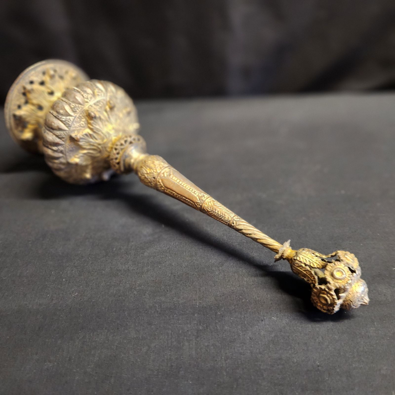 Italian, Tuscan Antique Ecclesiastical White Metal & Gilt Censer, Circa 1770/80 photo vintage