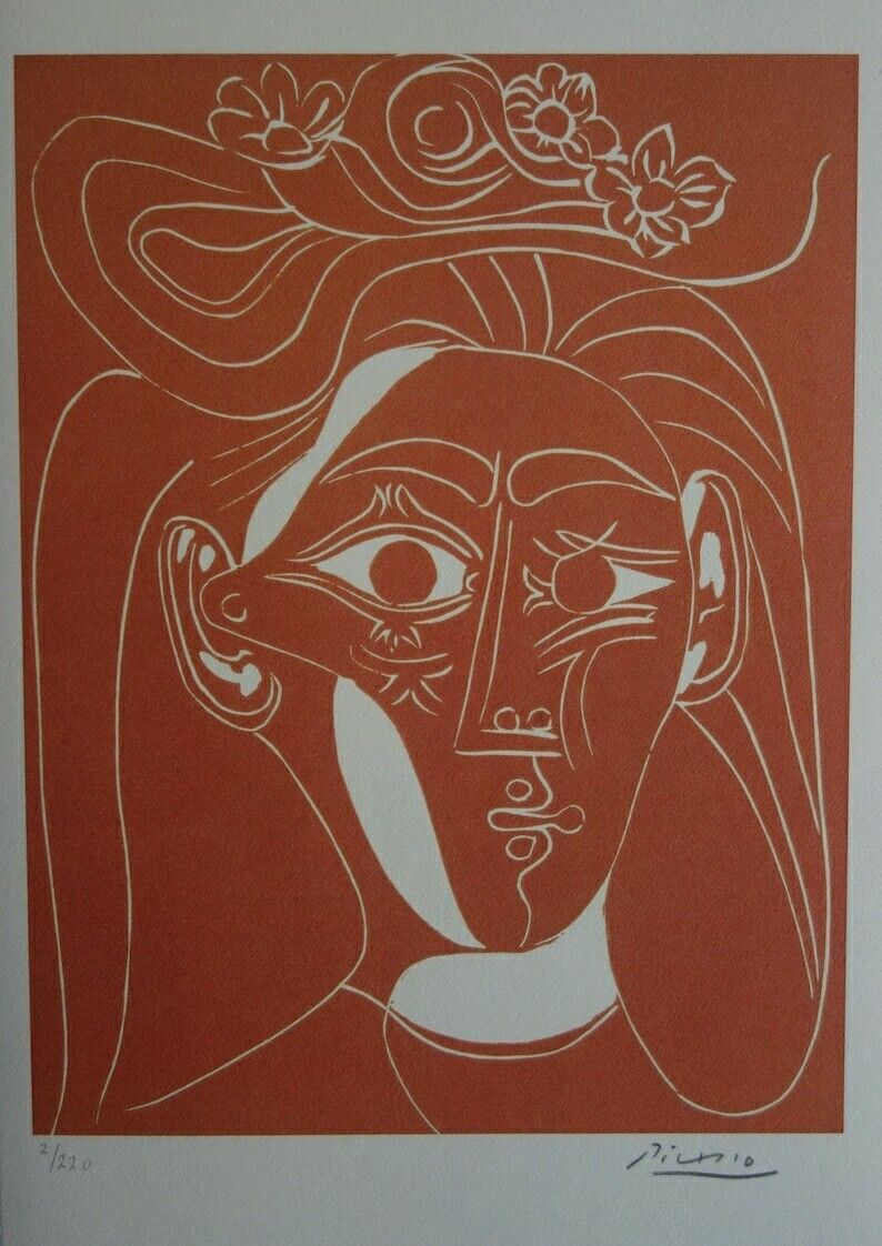Fine Cubist Limited Edition Print   Buste De Femme, Pablo Picasso, Hand Signed & Stamped