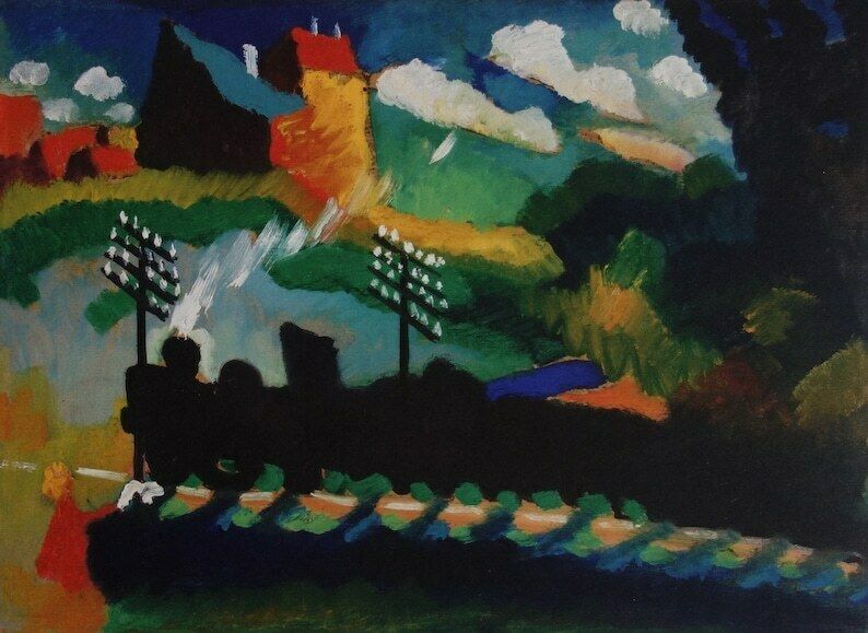 Fine Abstract Limited Edition Print – Landscape With Train, Wassily Kandinsky, Signed & Numbered photo furniture