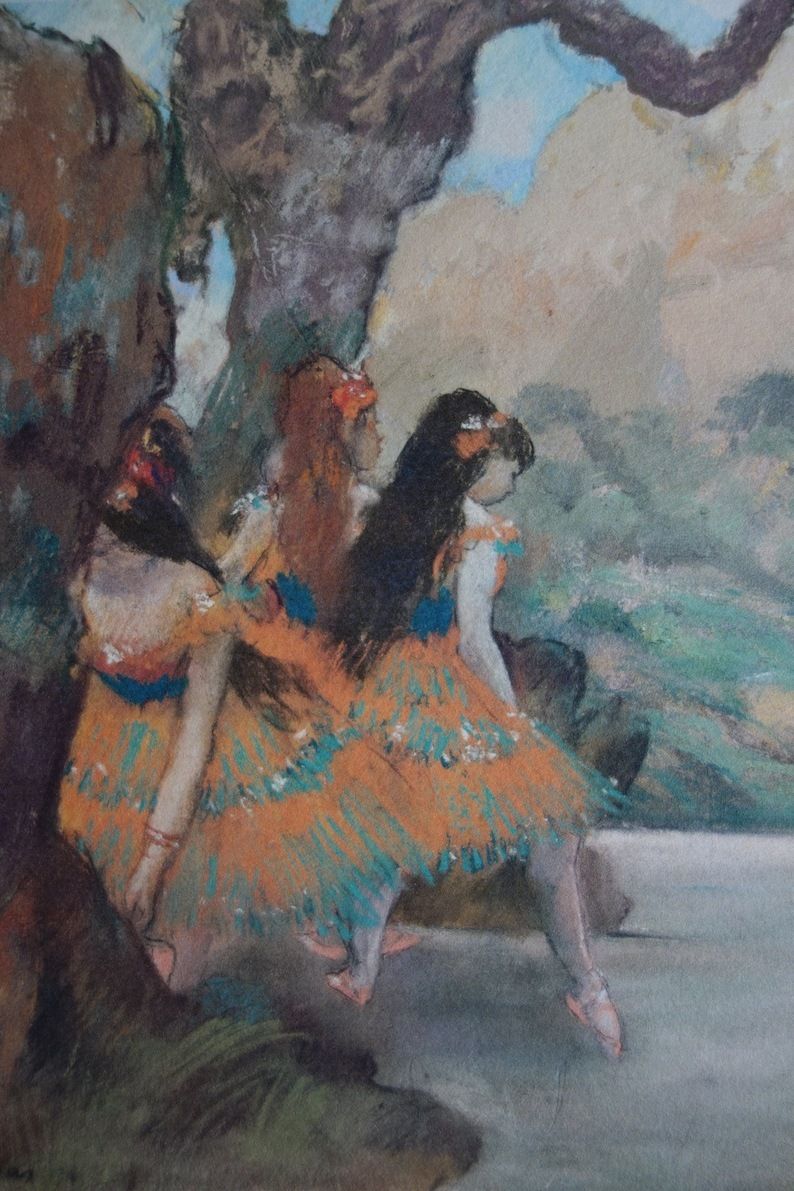 Fine Impressionist Rare Edition Print – Ballet Dancers, Edgar Degas, Signed & Stamped photo furniture