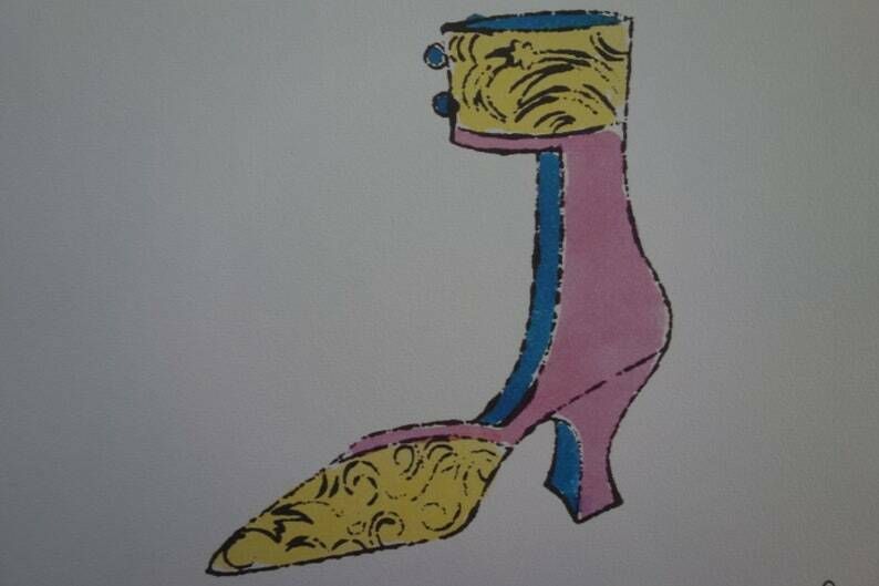 Fine Pop Art Limited Edition Illustration Print   Shoe, Andy Warhol, Signed & Stamped With Estate Stamp, Trial Proof photo furniture