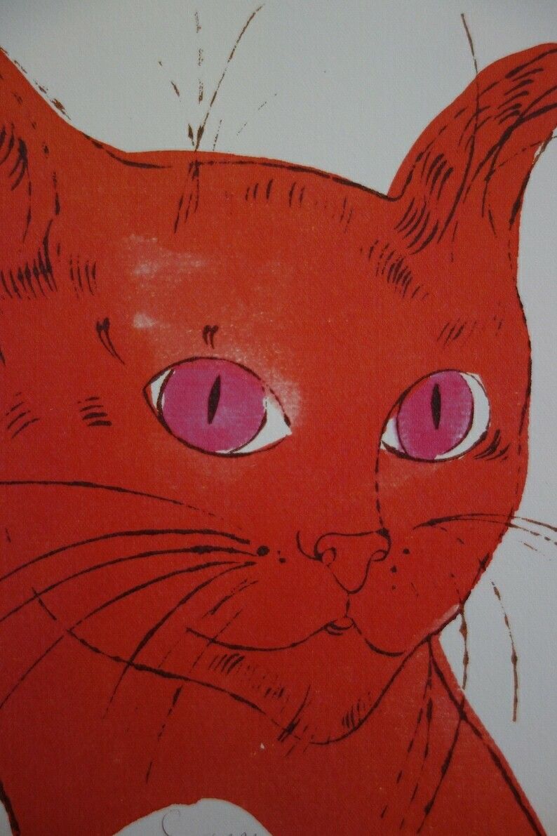 Fine Pop Art Limited Edition Print   Illustration   Cat, Andy Warhol, Signed, Numbered & Stamped With Estate Stamp photo furniture