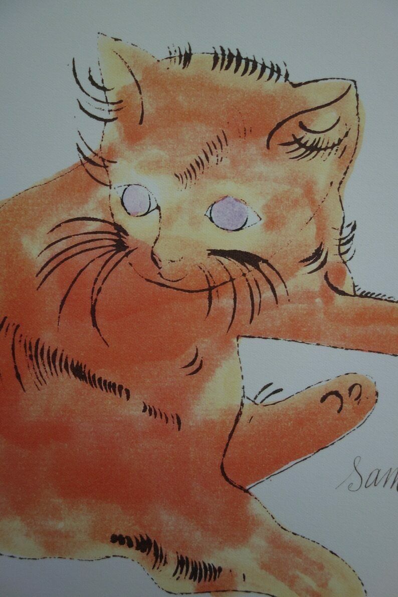 Fine Pop Art Limited Edition Print   Illustration   Cat   Kitten  Kitty, Andy Warhol, Signed & Numbered photo furniture