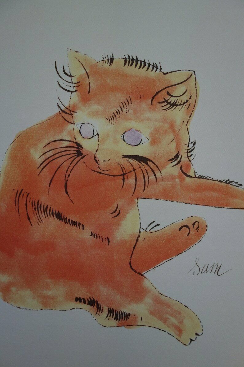Fine Pop Art Limited Edition Print   Illustration   Cat   Kitten  Kitty, Andy Warhol, Signed & Numbered photo vinterior