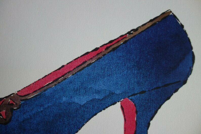 Fine Pop Art Limited Edition Illustration Print   Shoe, Andy Warhol, Signed & Stamped With Estate Stamp photo Art