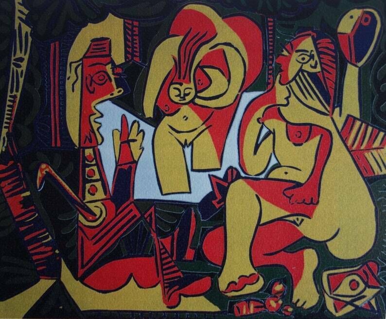 Fine Cubist Limited Edition Print   Nudes, Pablo Picasso, Signed & Stamped photo furniture