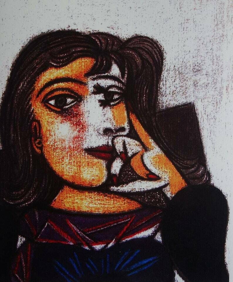 Fine Cubist Limited Edition Print   Femme, Pablo Picasso, Signed & Stamped photo furniture