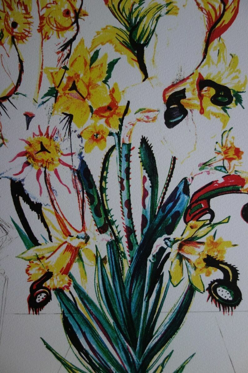 Fine Surrealist Limited Edition Print, Surreal Flower, Salvador Dali, Signed & Numbered In Pencil photo furniture