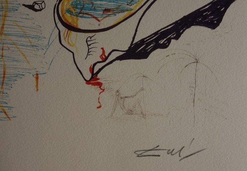 Fine Surrealist Limited Edition Print, Surreal Figures, Salvador Dali, Signed & Numbered In Pencil photo Art