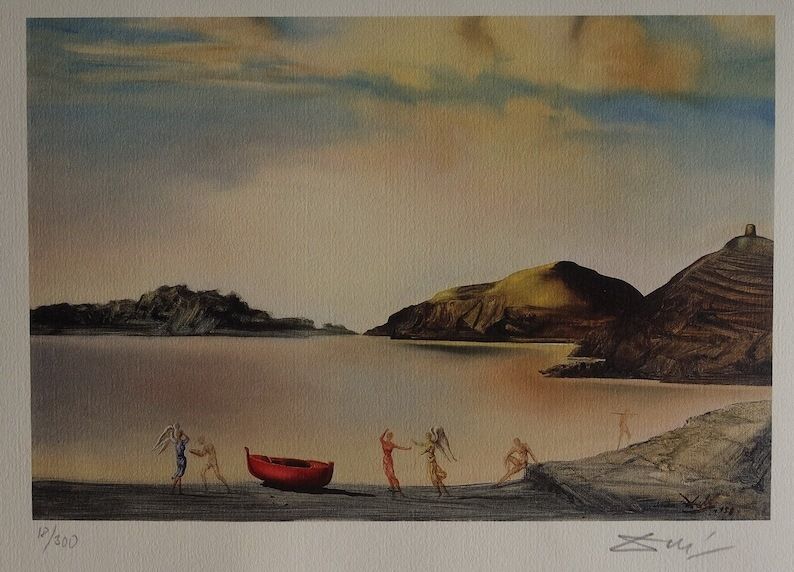 Fine Surrealist Limited Edition Print, Angels, Salvador Dali, Signed & Numbered In Pencil photo vintage