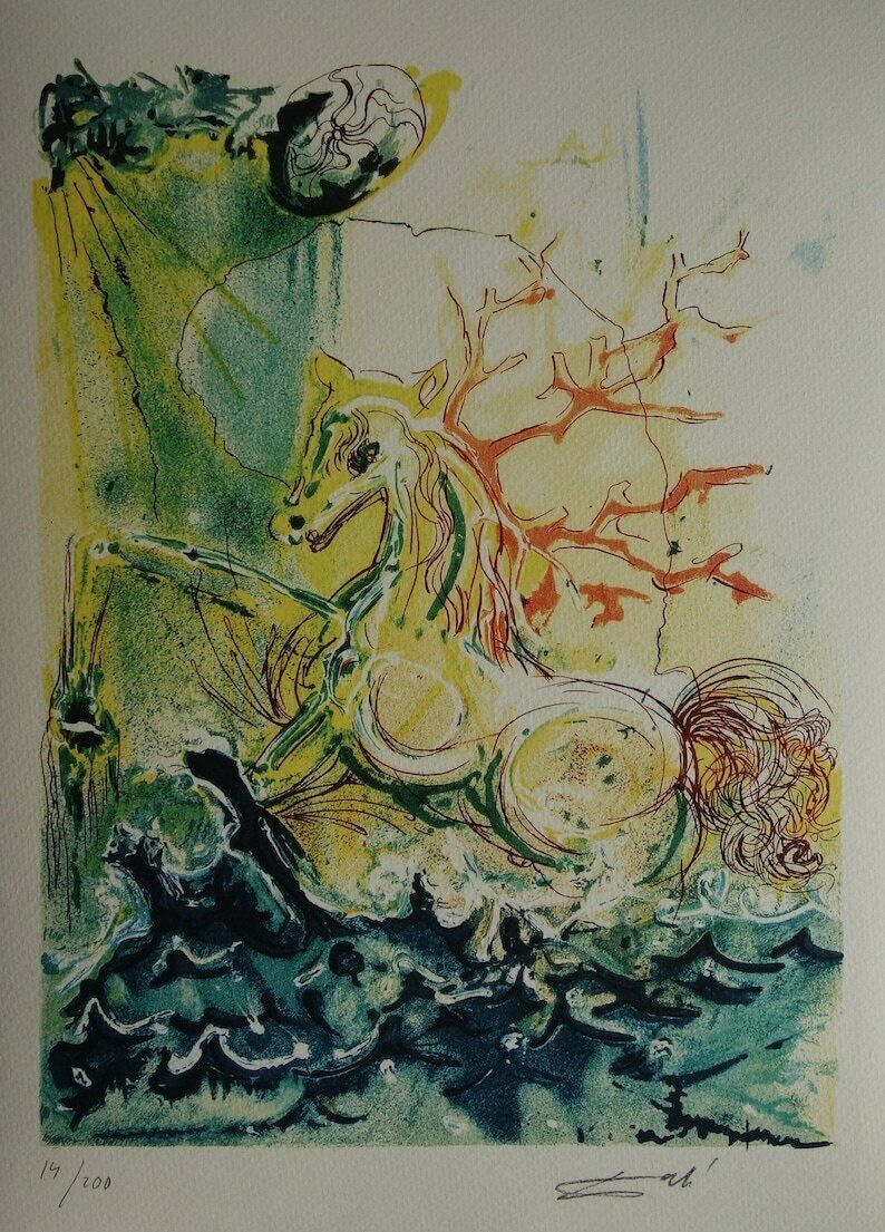 Fine Surrealist Limited Edition Print, Horse, Salvador Dali, Signed & Numbered In Pencil photo vinterior