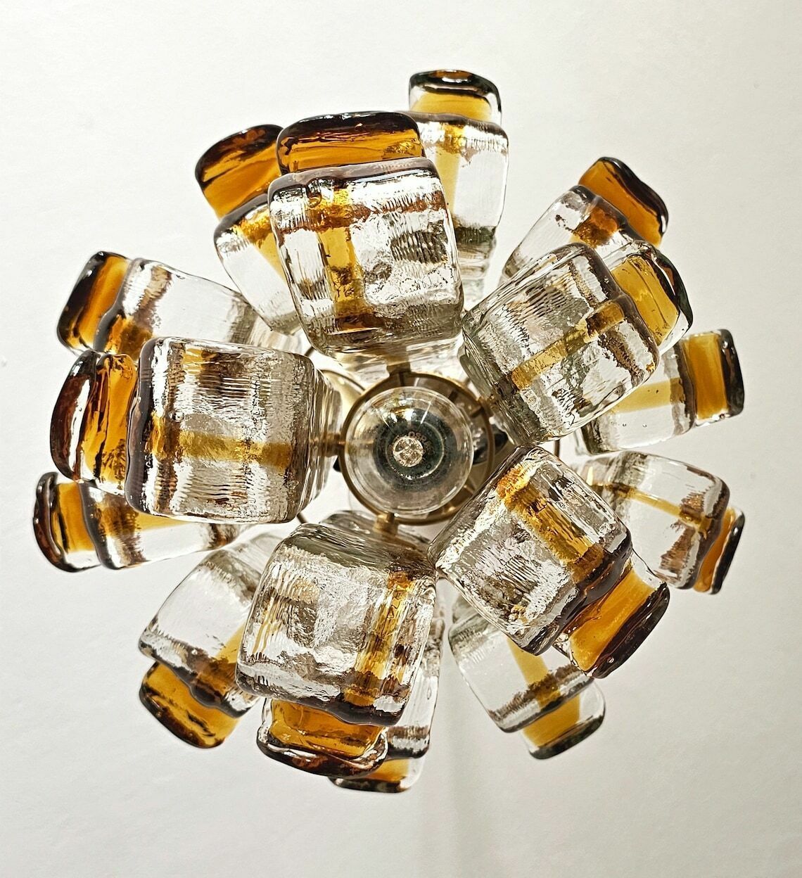 Very Rare Mid Century Modern Amber Glass Chandelier Shaped As Flower By Toni Zuccheri For Av Mazzega // Made In Italy In 1960s photo Lighting