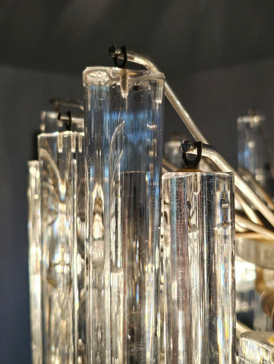 Glamorous Mid Century Modern Triedri Crystal Chandelier By Paolo Venini // Made In Italy In 1950s photo vintage