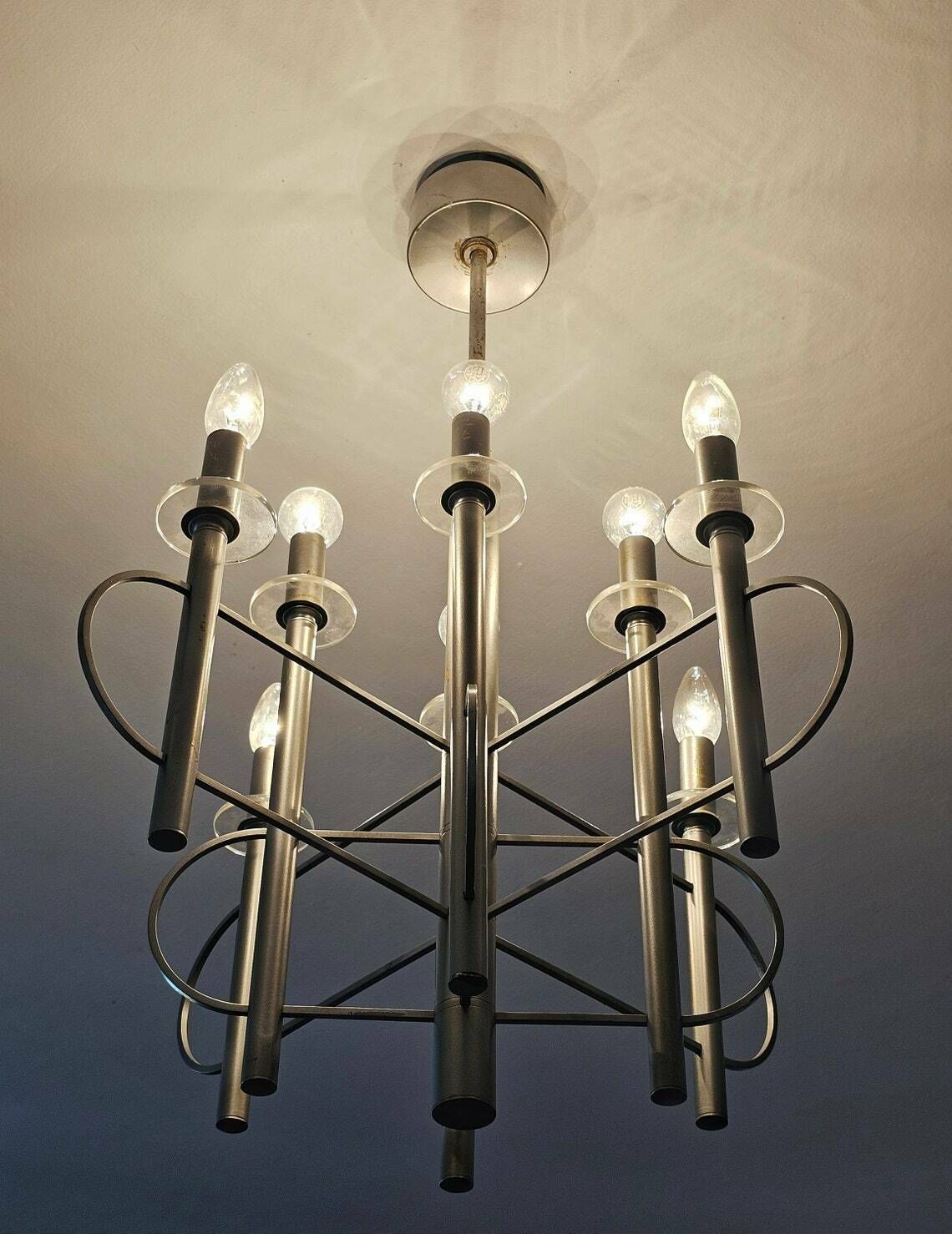 Minimalist Space Age 8 Arm Chandelier By Gaetano Sciolari Shaped As An Atom // Made In Italy In 1960s photo furniture