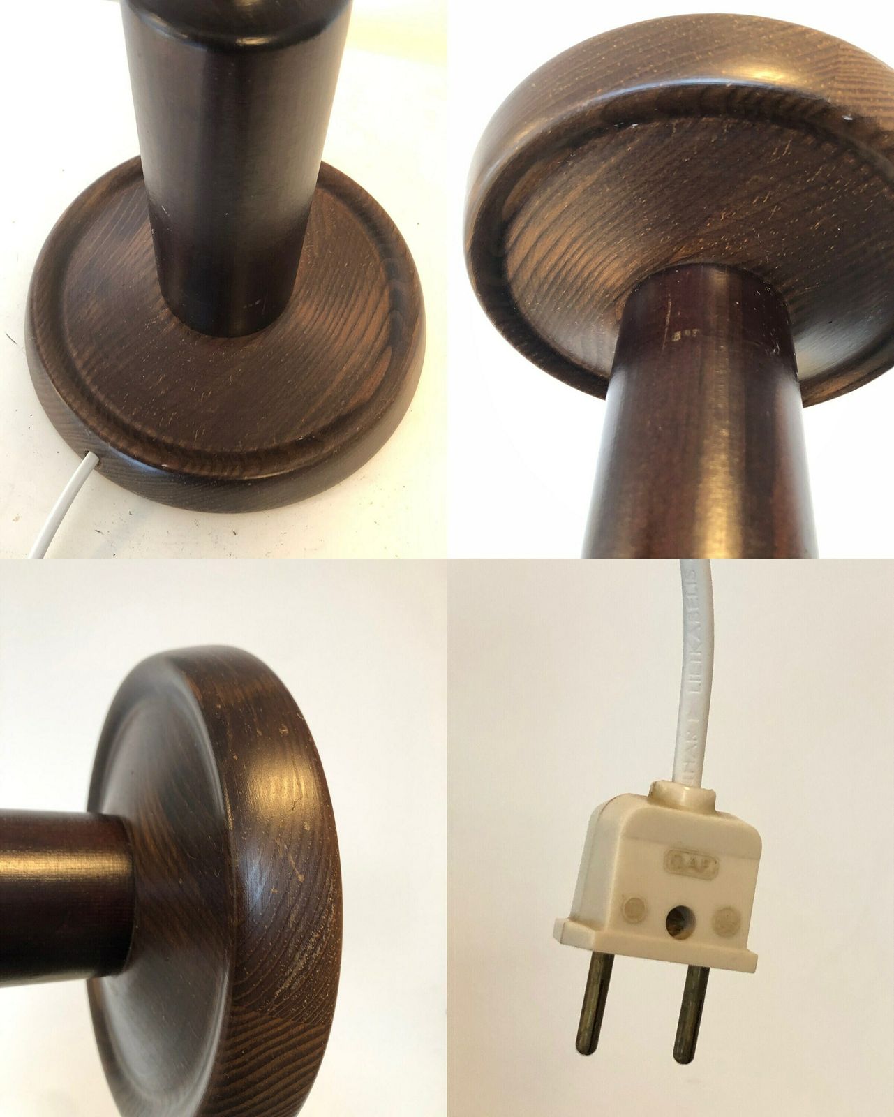 photo furniture Vintage Danish Mid Century Large Wooden Table Lamp In Great Design With Beautiful Green Fabric Shade