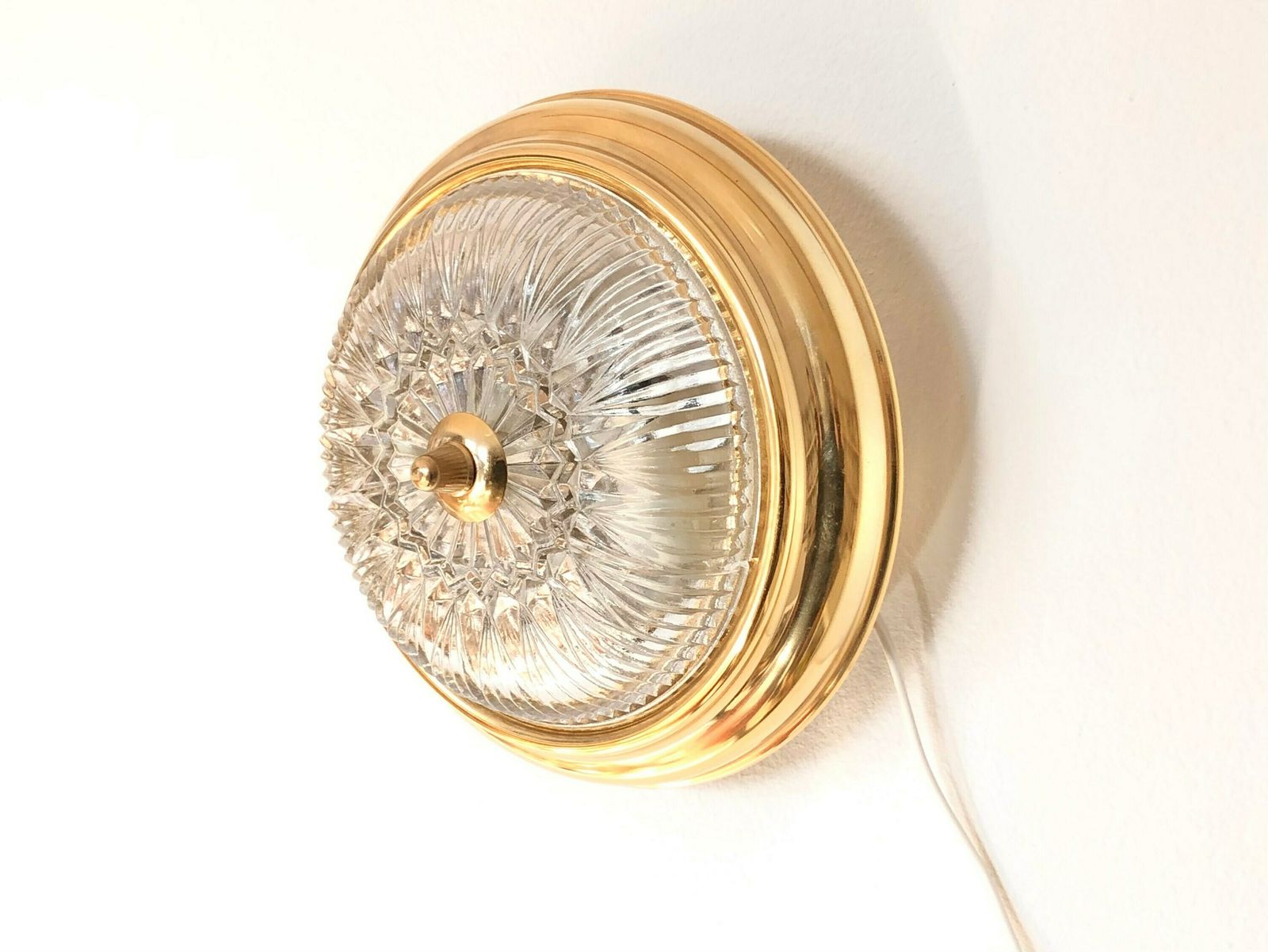 Mid Century Modern Swedish Design Ceiling Or Wall Lamp In Brass And Glass   Design From Raf photo Lighting