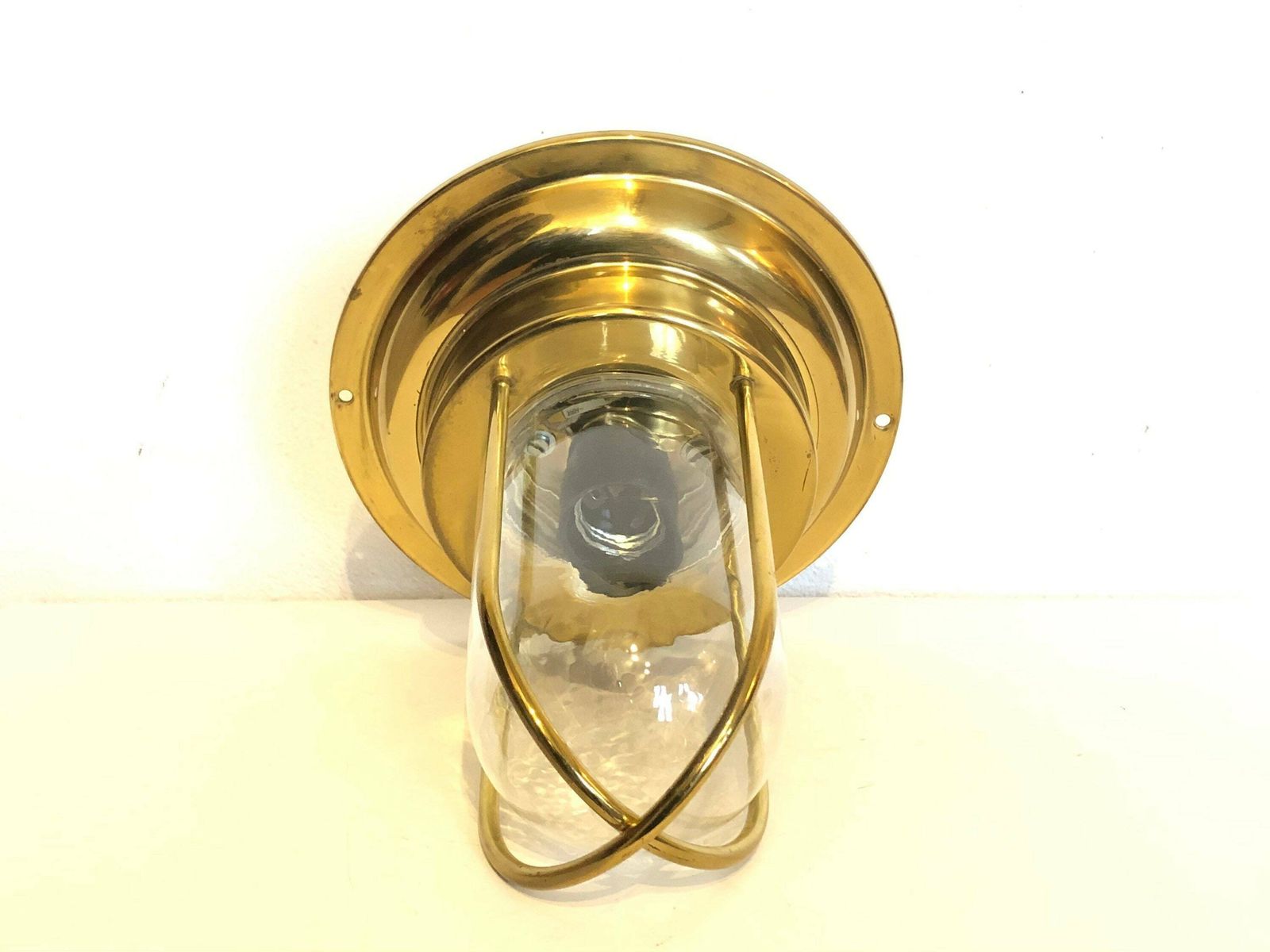 Danish Mid Century Modern Glass And Brass Wall Or Table Lamp   Design From Abo, Randers photo buy