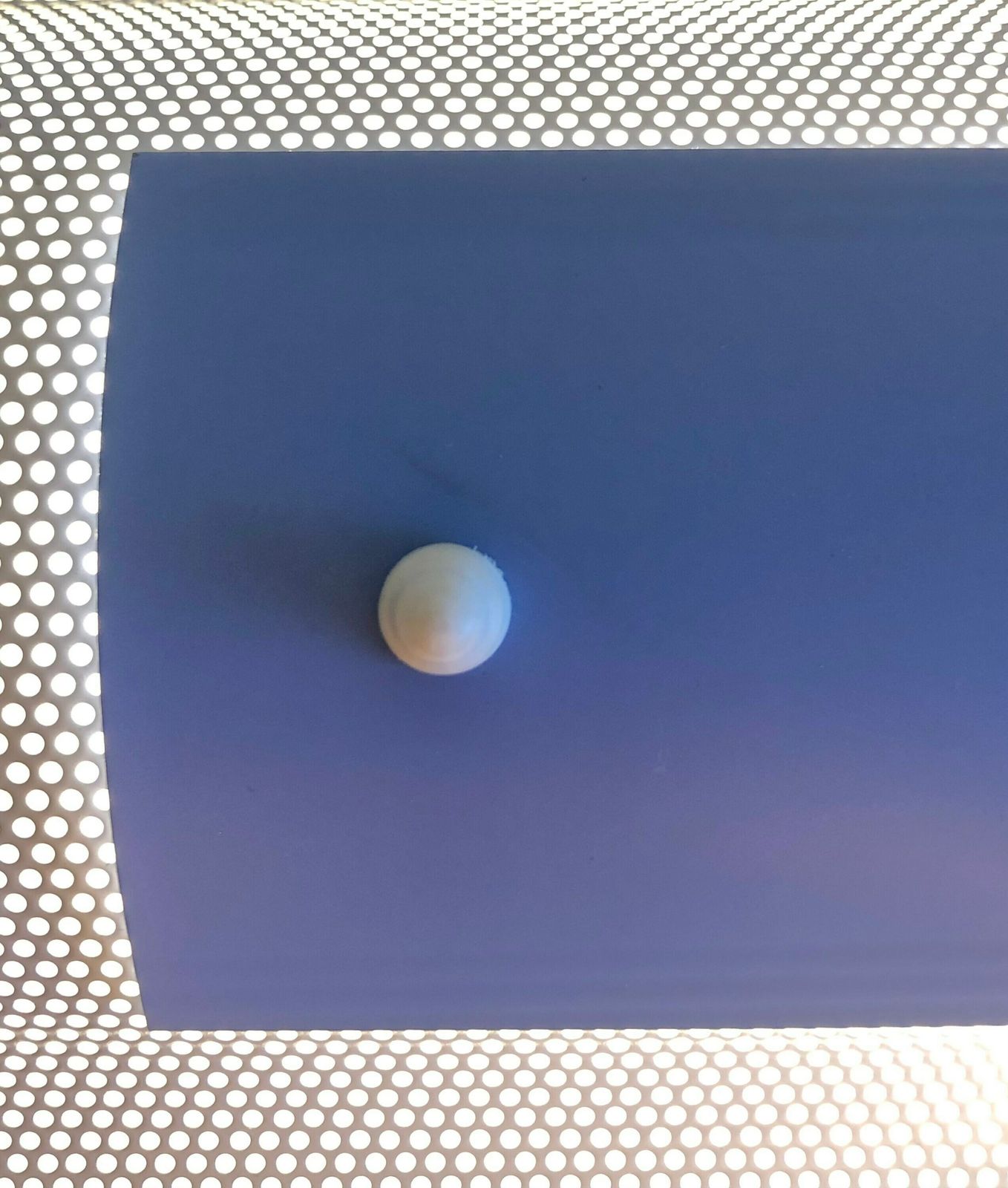 Danish Horn Design Large Minimalist Postmodern Wall Lamp In Perforated Metal With Blue Detail photo buy