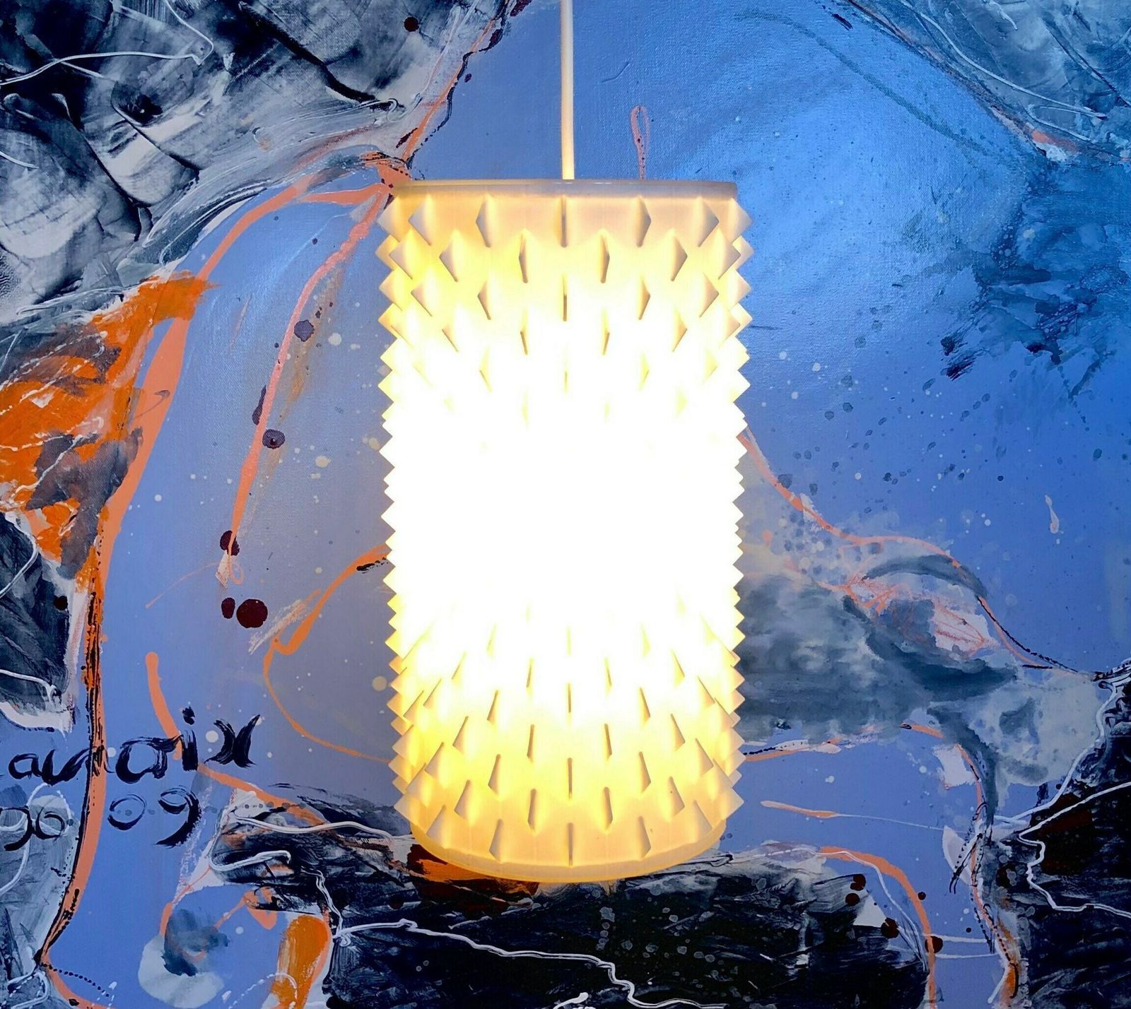 Rare Modernist Danish “Contour 602” Ceiling Lamp In Plastic With Spike Pattern   Design By Lars Schiøler For Høyrup Lighting In 1959 photo Lighting