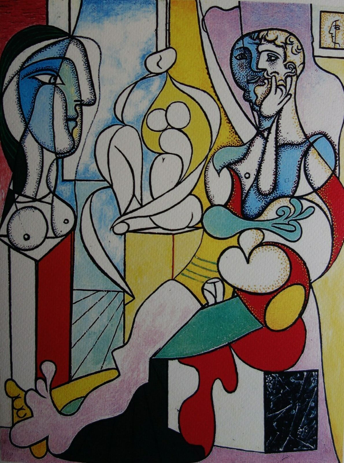 Fine Cubist Limited Edition Print   Nudes, Pablo Picasso, Hand Signed & Stamped photo furniture