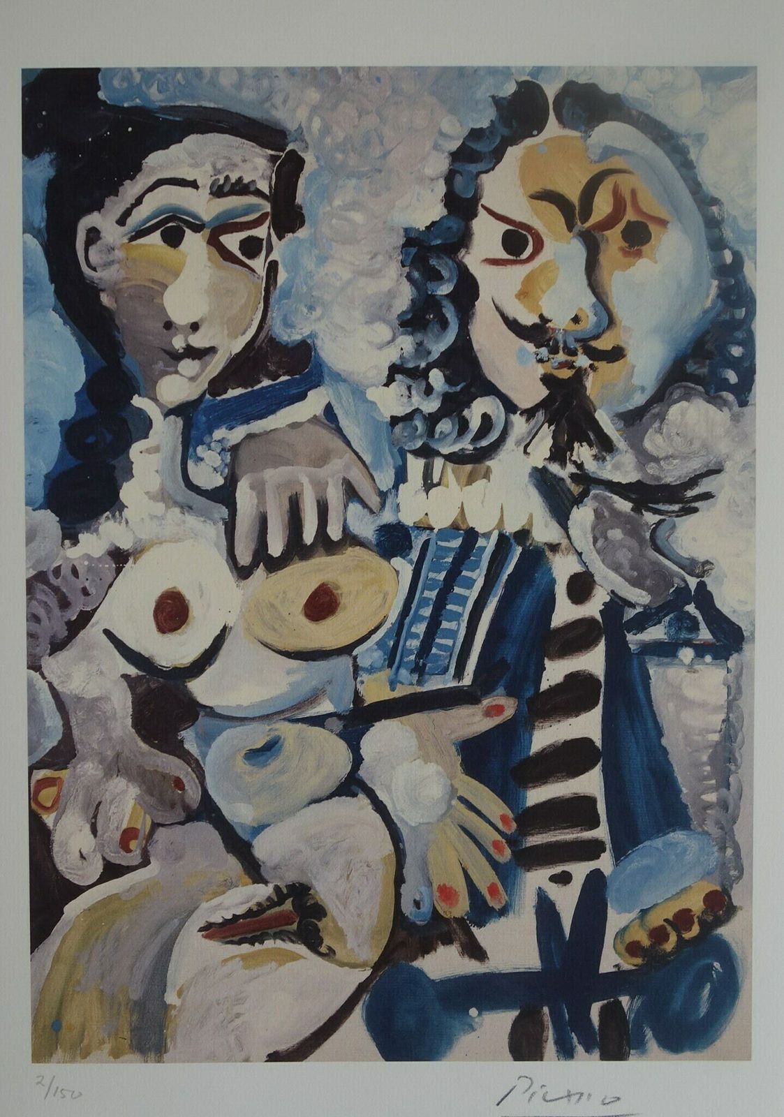 Fine Cubist Limited Edition Print   Musketeer And Nude, Pablo Picasso, Hand Signed & Stamped