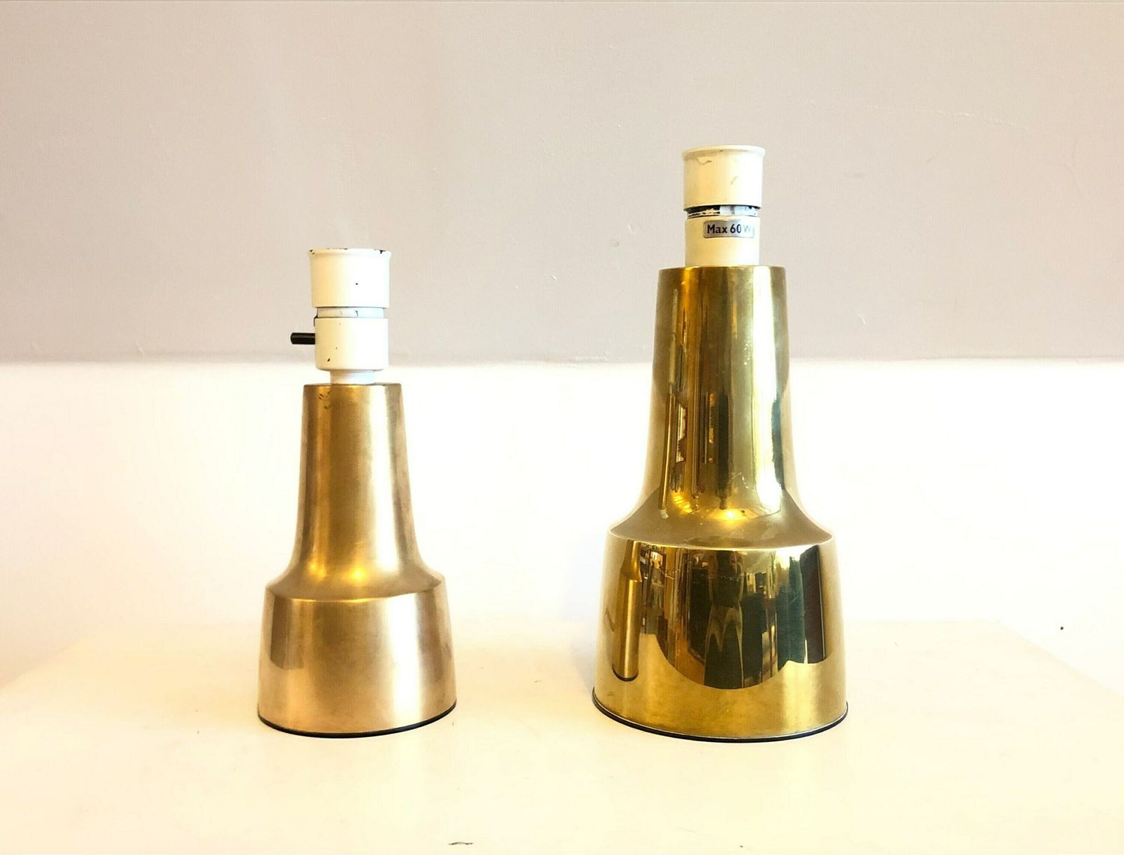 Exclusive Set Of Cohr Design Mid Century Modern Sculptural Brass Table Lamps With Elegant Expression