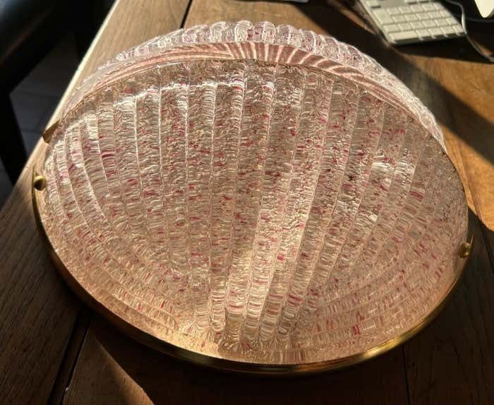 photo for sale Pair Of Delicate Pink Murano Wall Sconces 1980's