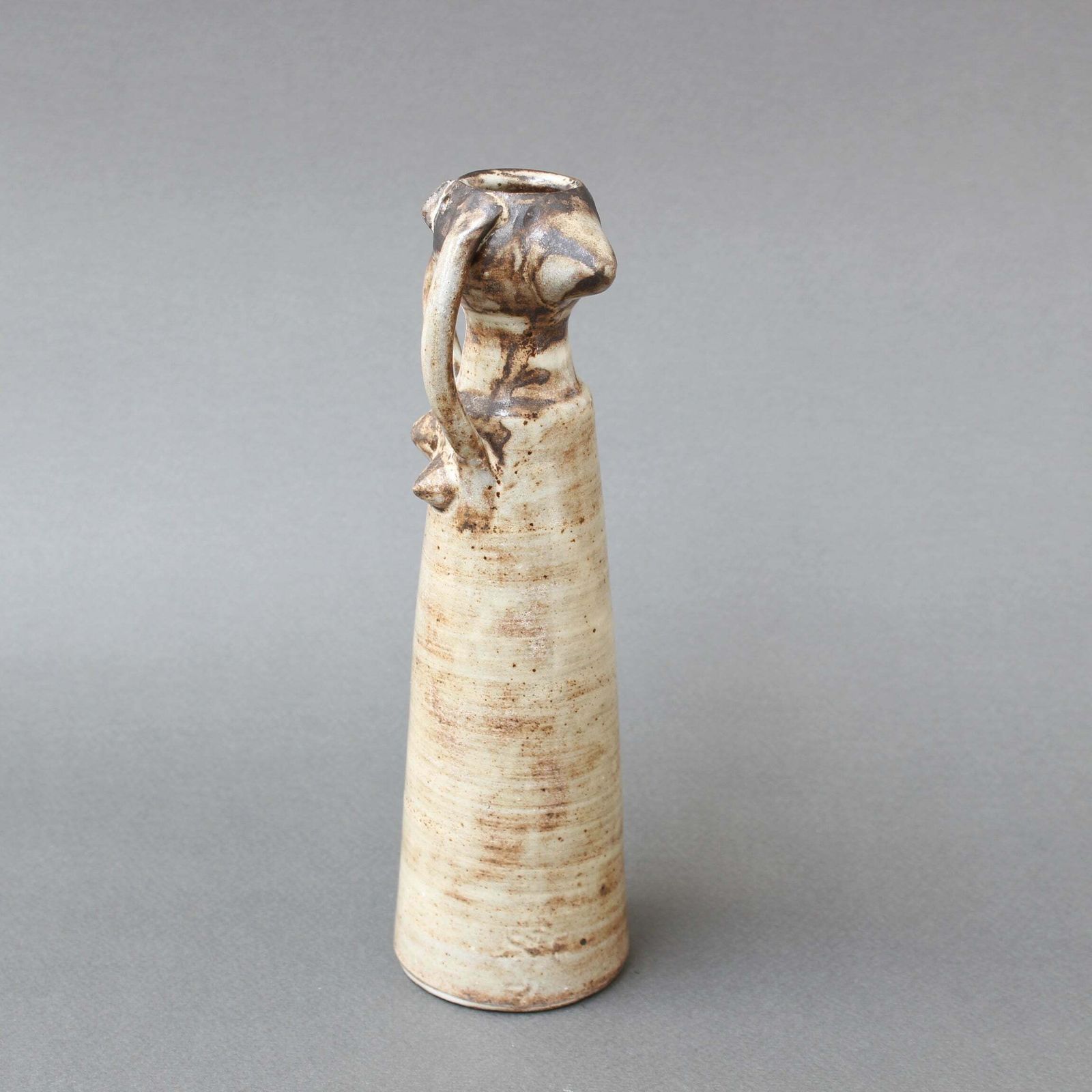 French Glazed Ceramic Woman With Arms Raised By Jacques Pouchain (Circa 1960s) photo for sale