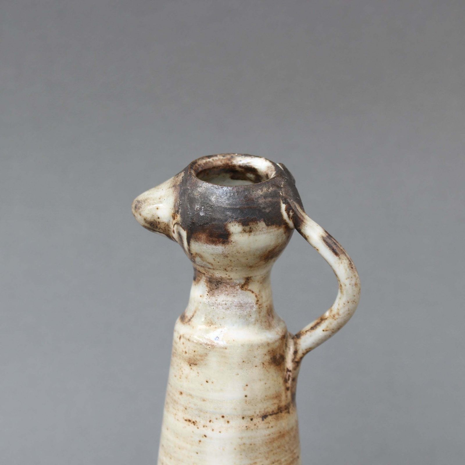 French Glazed Ceramic Woman With Arms Raised By Jacques Pouchain (Circa 1960s) photo vinterior