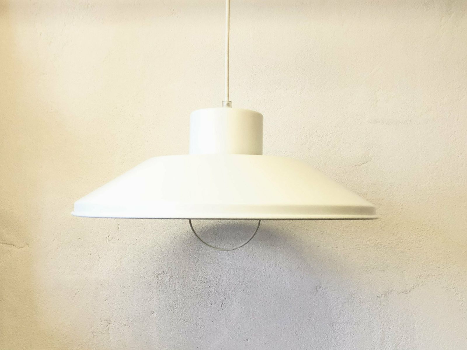 Danish Minimalist Mid Century Ceiling Lamp In White Metal With Elegant Details   Design From Vitrika photo vinterior