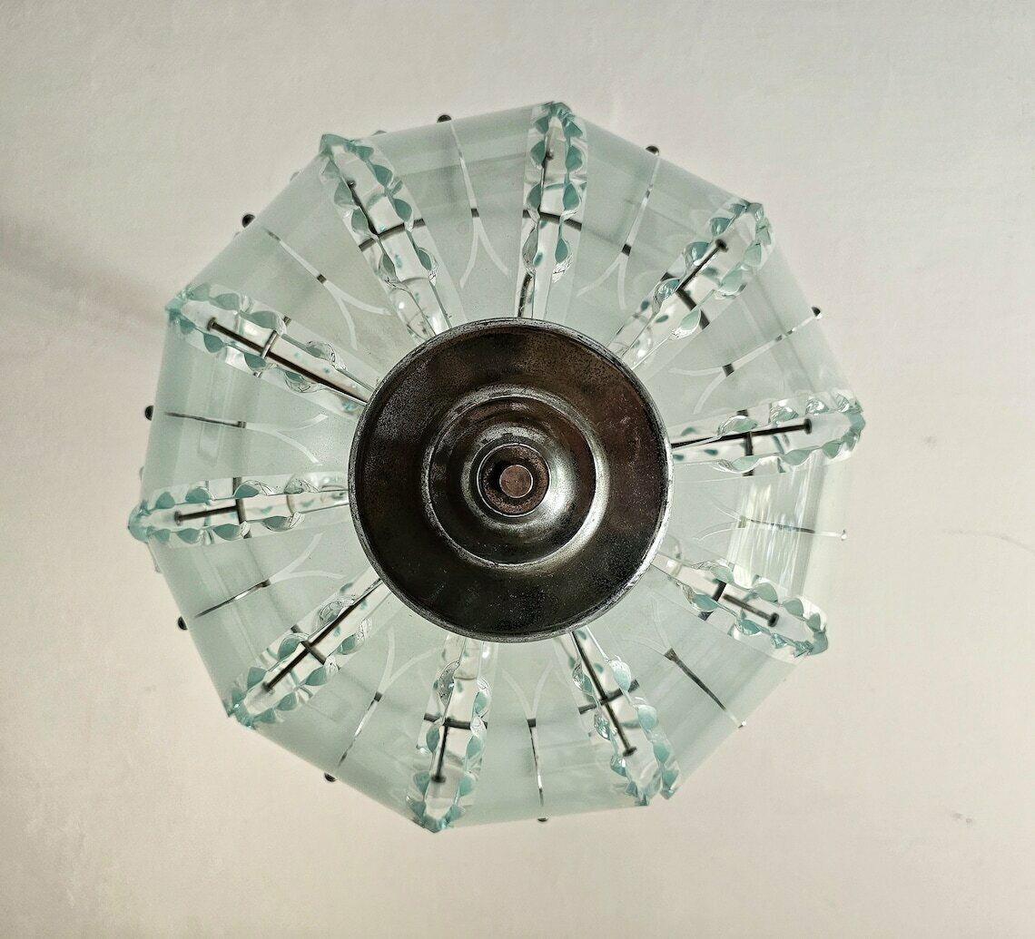 Extra Large Mid Century Modern Glass Globe Pendant By Zero Quattro And Fontana Arte // Made In Italy In 1970s photo vinterior