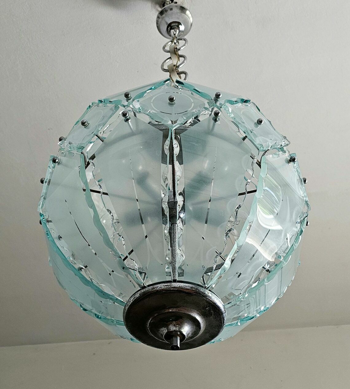 photo for sale Extra Large Mid Century Modern Glass Globe Pendant By Zero Quattro And Fontana Arte // Made In Italy In 1970s