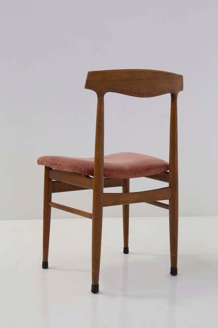Set Of Five Italian Wood And Velvet Chairs photo vinterior