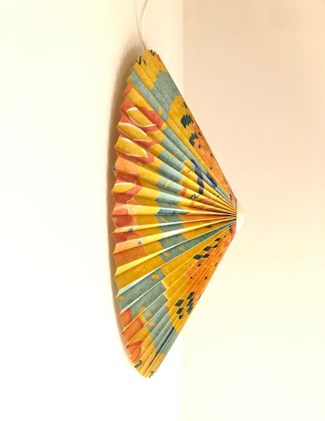 Danish Original Vintage Mid Century Floral Patterned Pleated Wall Or Ceiling Lamp Model 900   Design By Danalux, Denmark photo Lighting