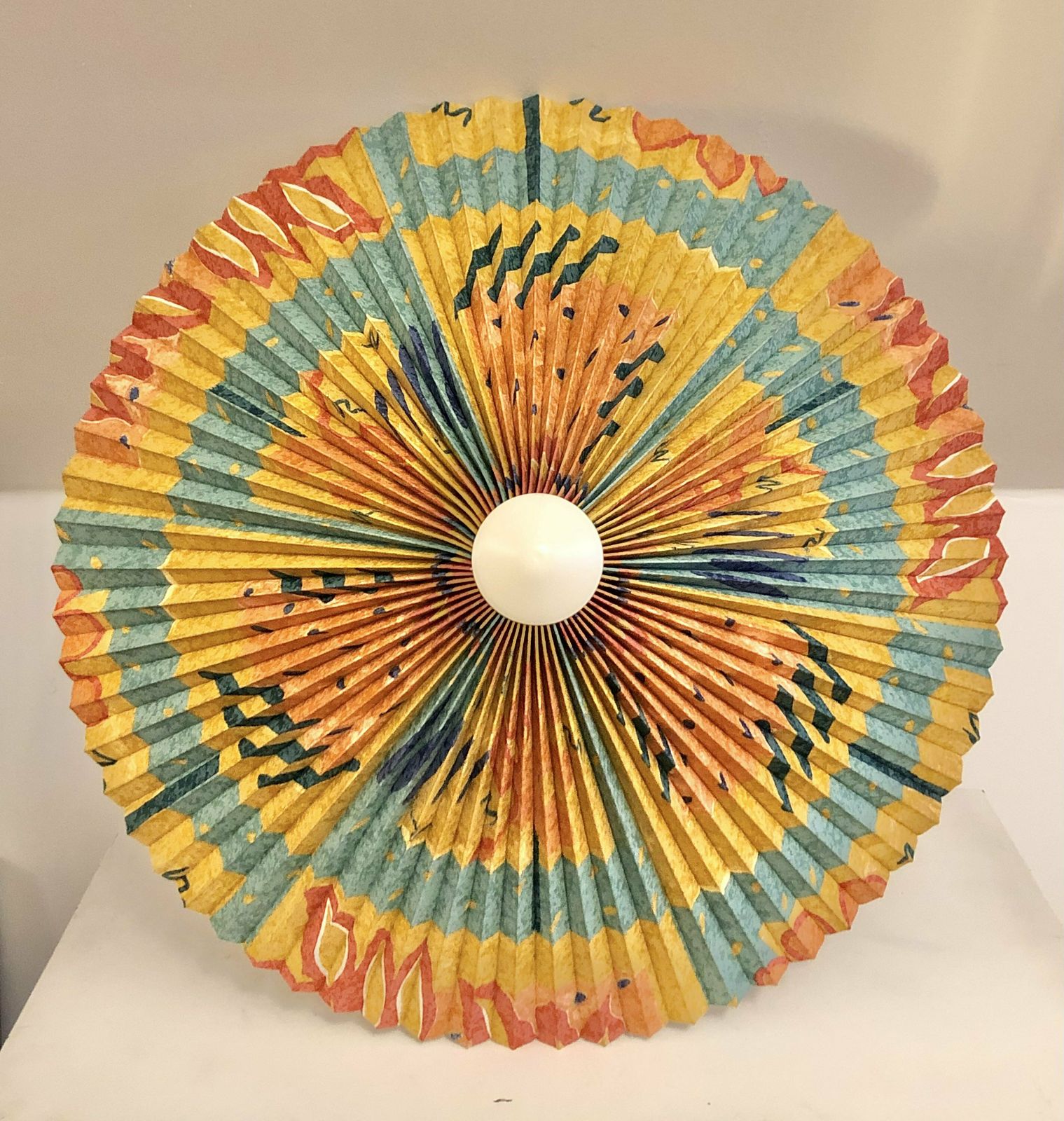 Danish Original Vintage Mid Century Floral Patterned Pleated Wall Or Ceiling Lamp Model 900   Design By Danalux, Denmark photo 209.0
