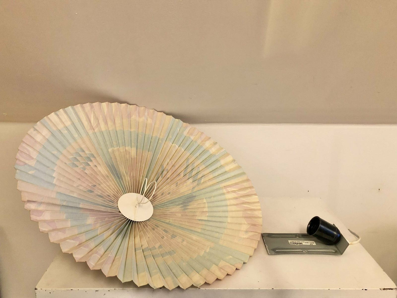 Danish Original Vintage Mid Century Floral Patterned Pleated Wall Or Ceiling Lamp Model 900   Design By Danalux, Denmark photo vinterior
