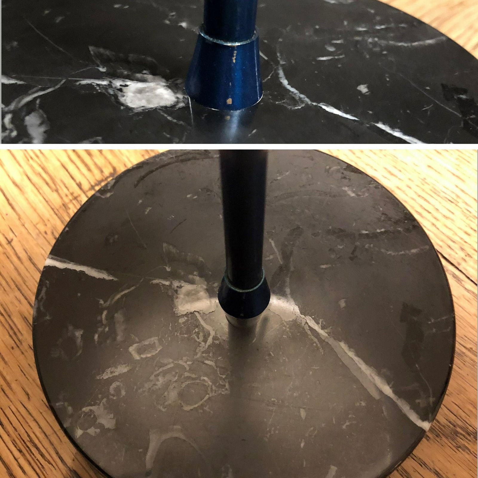 Vintage Italian Postmodern Table Lamp With Marble Base And White And Blue Glass Shade   Design From Victoria photo vintage