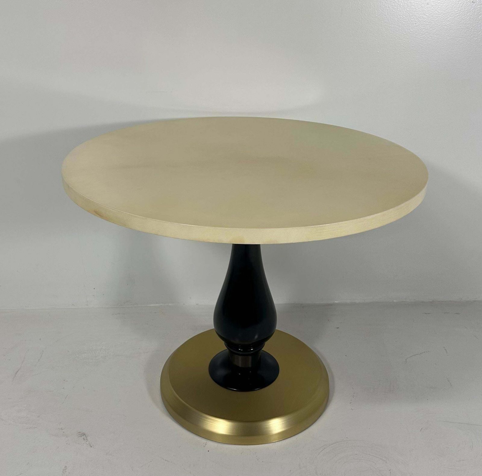 Italian Art Deco Style Parchment, Black Lacquer And Brass Coffee Table photo furniture