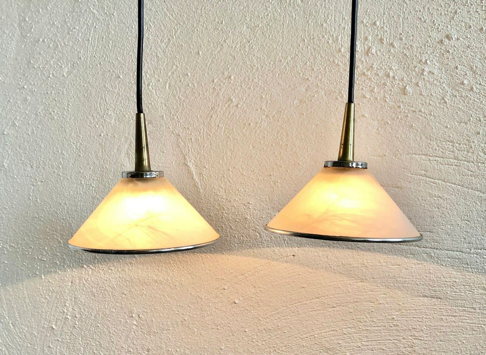 Pair Of Danish Postmodern Marbled Glass And Metal Ceiling Lamps   Design From Nordlux photo furniture