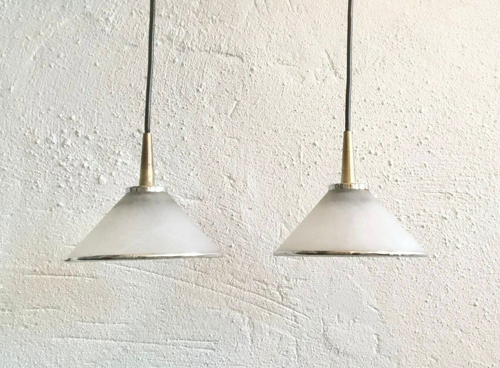 Pair Of Danish Postmodern Marbled Glass And Metal Ceiling Lamps   Design From Nordlux photo vinterior