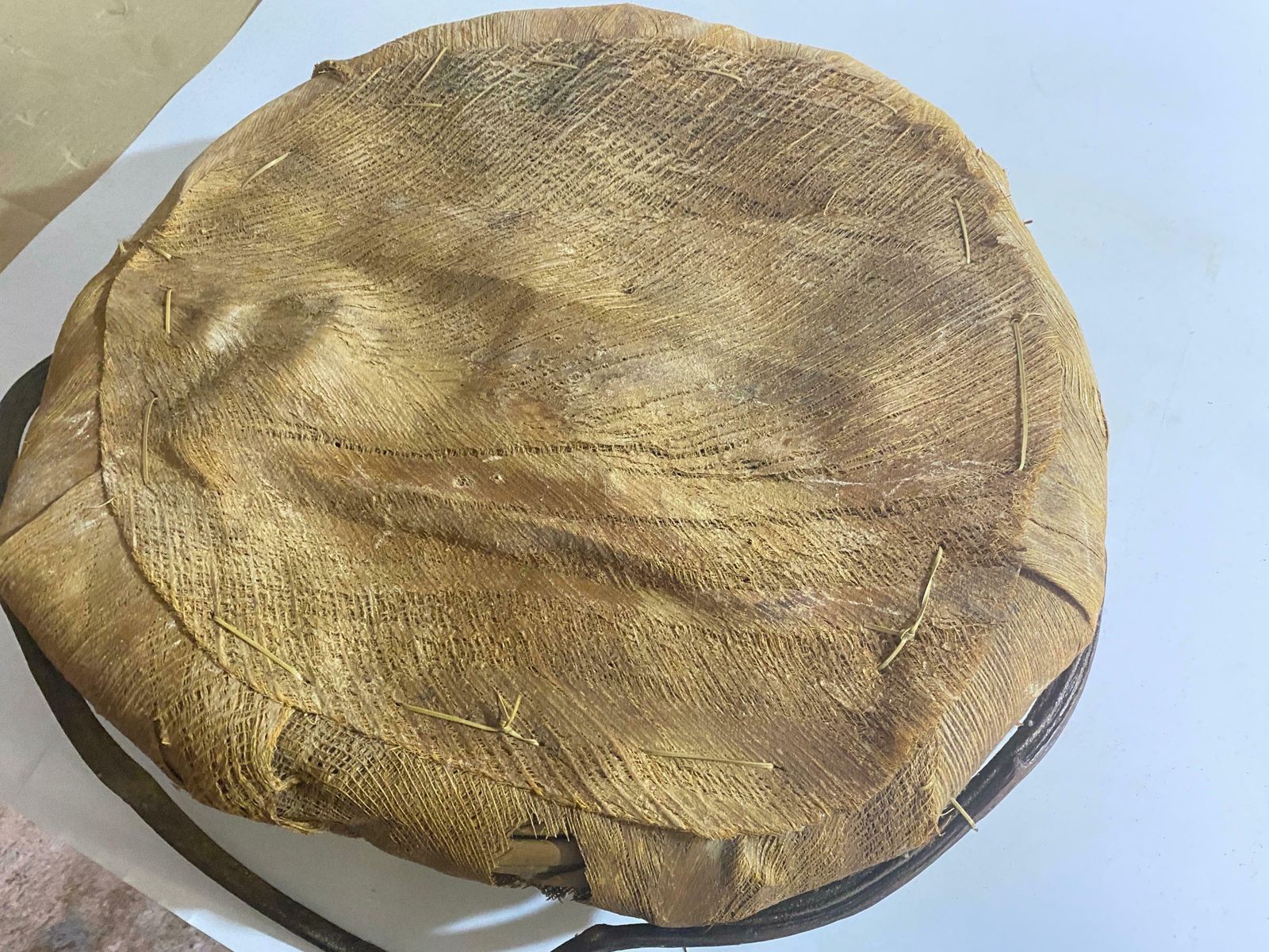 photo furniture Rattan And Wood Italian Large Basket Bowl Centerpiece, 1970s