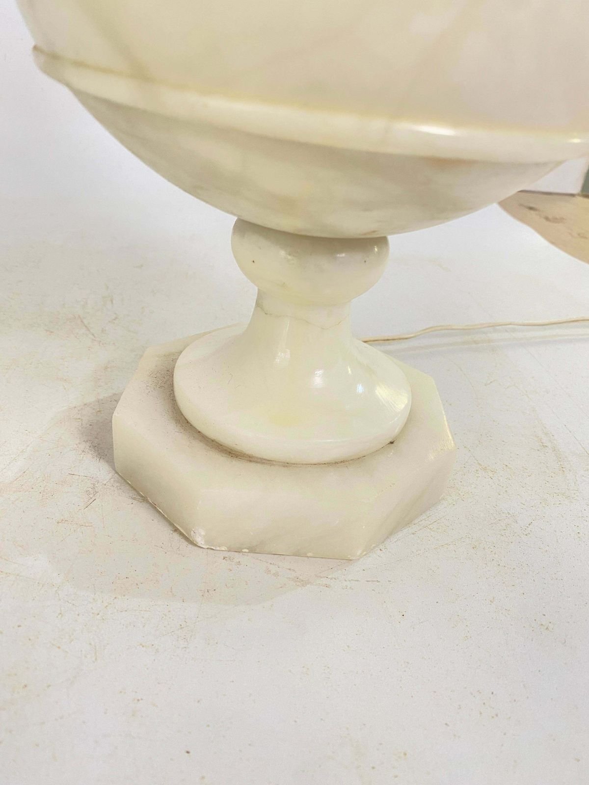 Lighting Art Deco Alabaster Urn Uplighter Table Lamp, White Color France, Circa 1960 photo