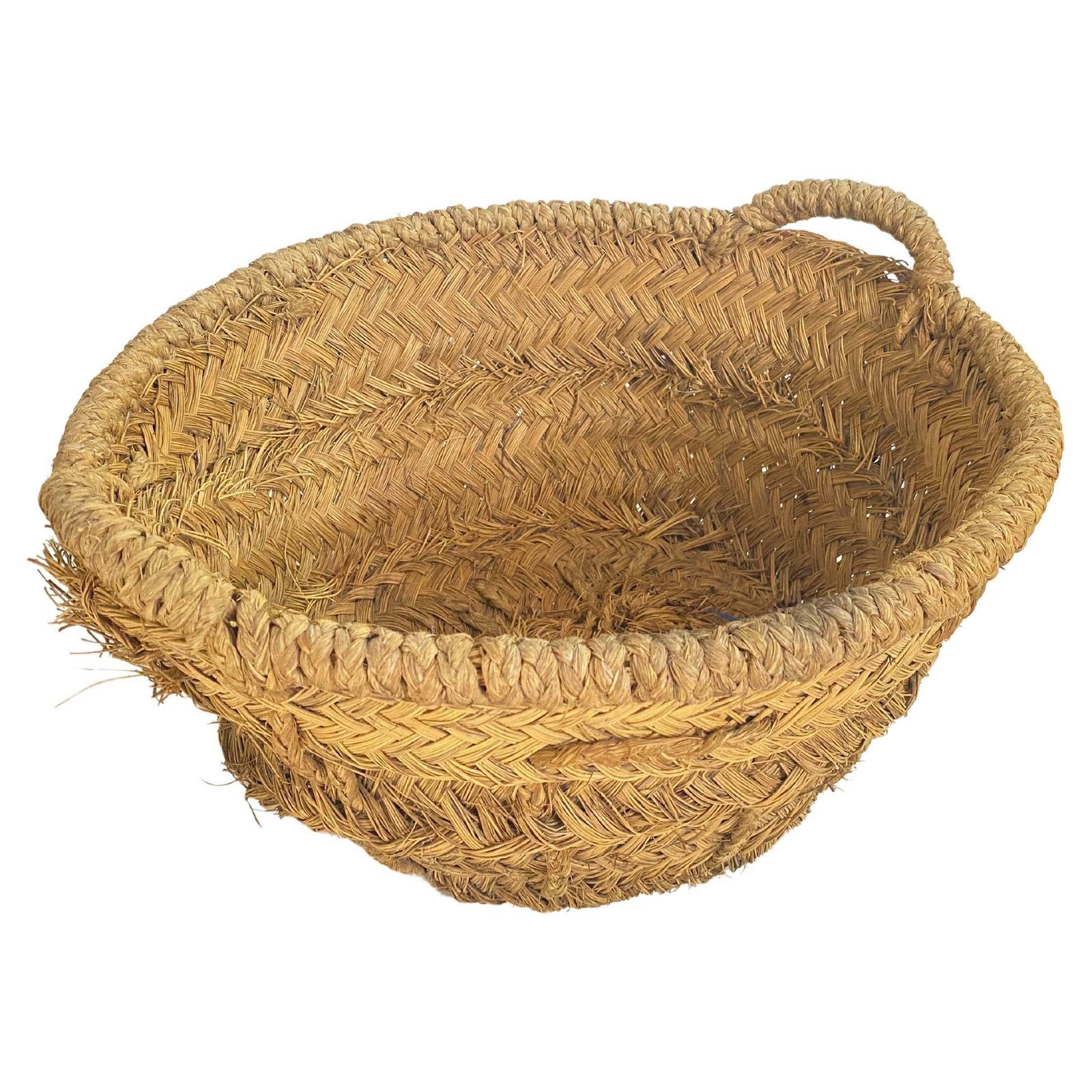 Basket In Rattan Rond Form Italy, Brown Color 1970 photo for sale