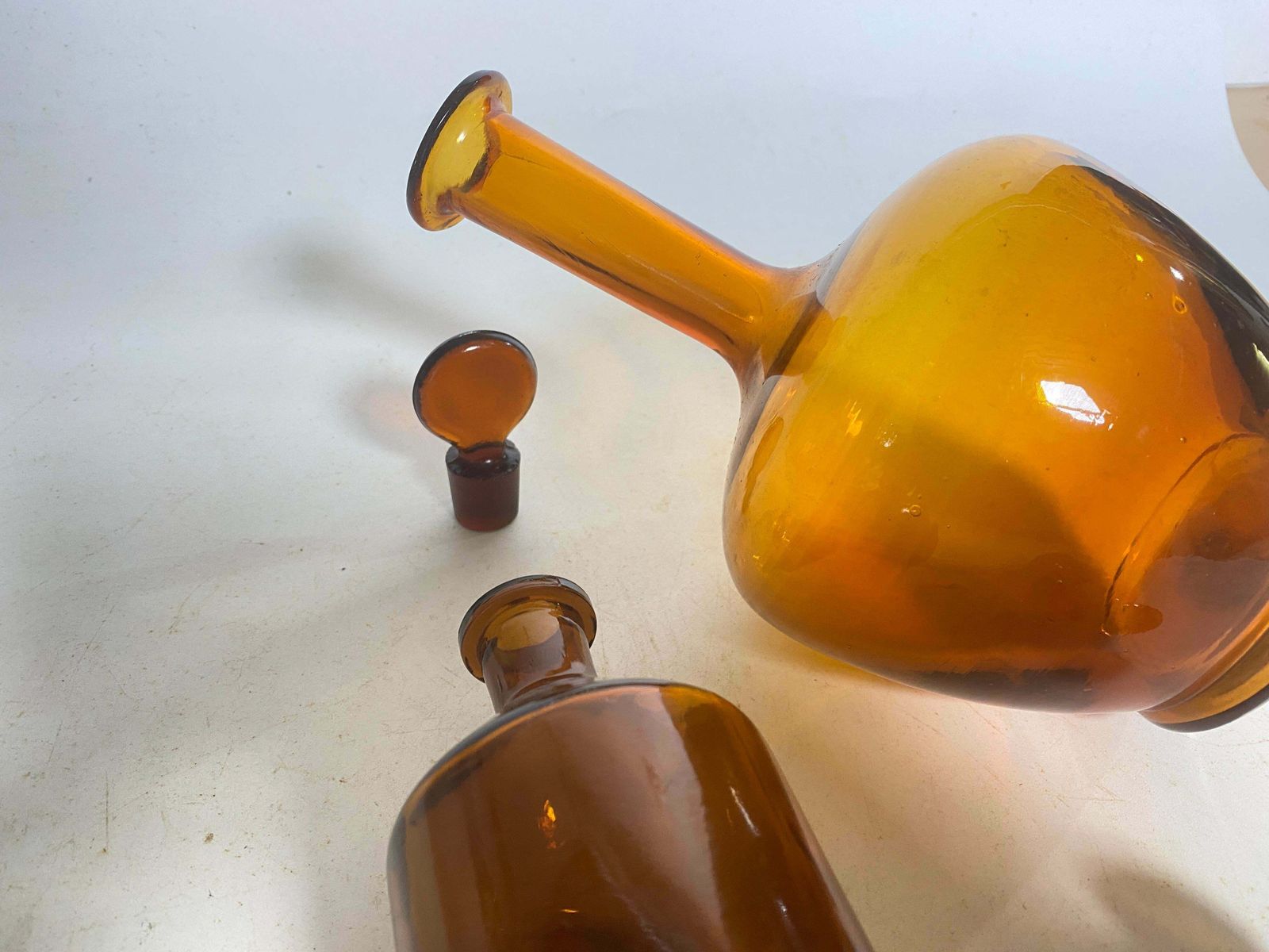 photo furniture French Cobalt Orange Pharmacy Bottles Set Of 3 Circa 20th Century
