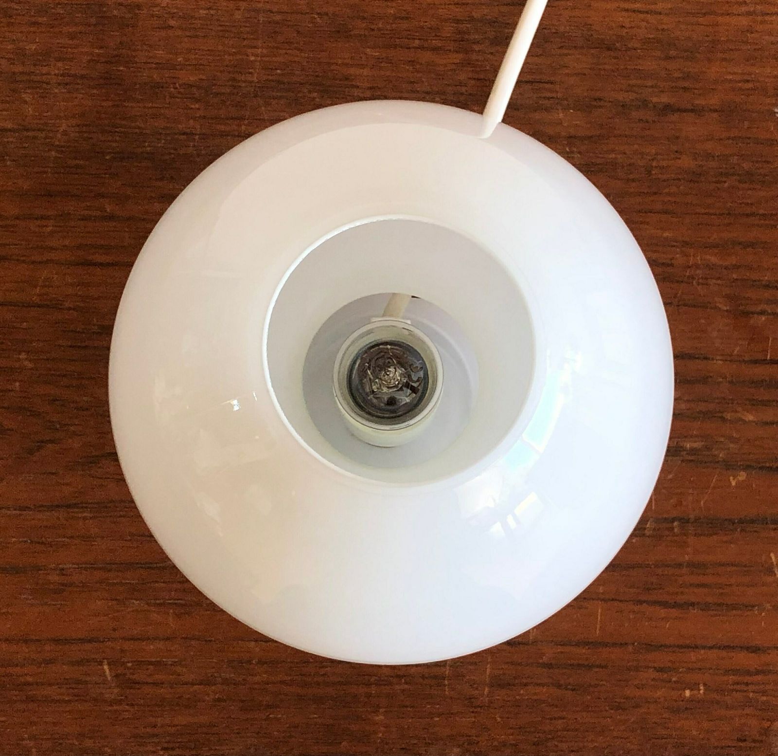 Danish Vintage Small Mushroom Mid Century Table Lamp In Minimalist White Glass With Cozy Glow   Design By Odreco Belysning photo vintage
