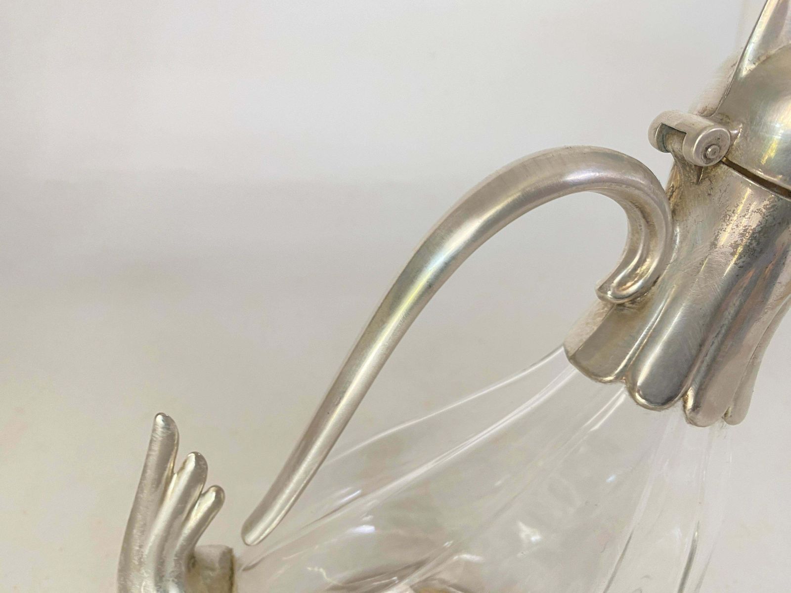 photo for sale Liquor Bottle In Glass And Metal France 20th Century Silver Color