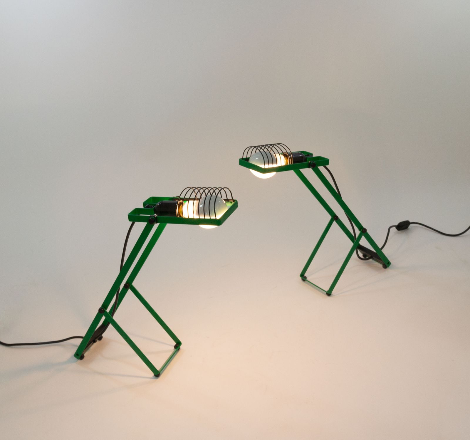Pair Of Green Sintesi Table Lamps By Ernesto Gismondi For Artemide, 1970s photo buy