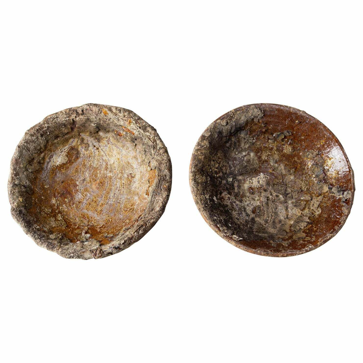 Early 19th Century French Pair Of Glazed Terracotta Resin Dishes